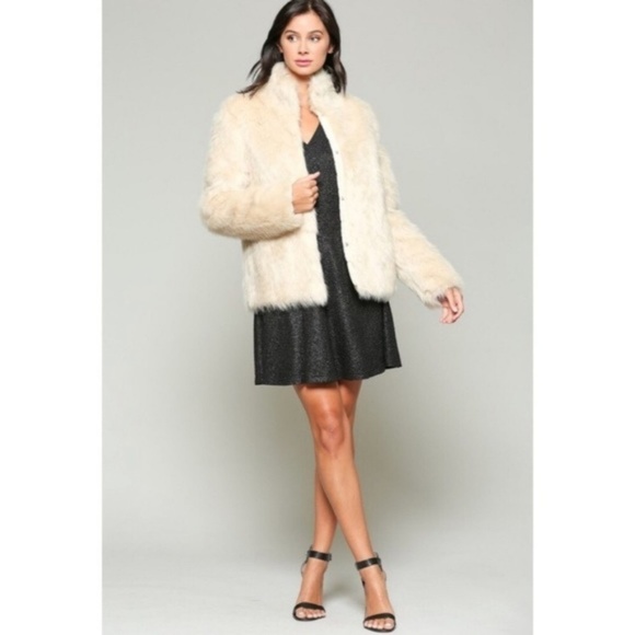 Luxe Faux Fur Coat in Ivory - Picture 3 of 4